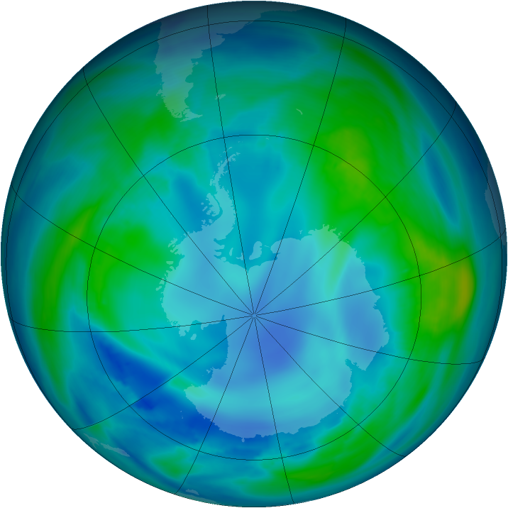 Antarctic ozone map for 04 May 2007